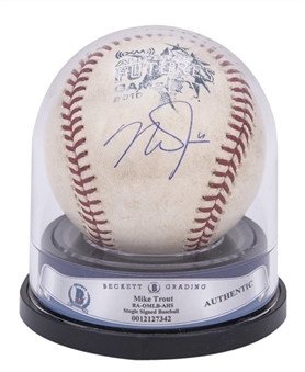 2010 Mike Trout Signed Game Used OML Selig Baseball for XM Futures Game on 7/11/10 - Prior to his MLB Debut! (MLB Authenticated & Beckett)